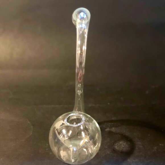 Vintage Hand Blown Clear Glass Swan Bud Vase - Hollow Thin Delicate 9in. - Picture 2 of 5